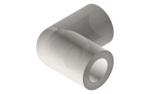 90° elbow for 4 × 6 mm tube, isometric render of a generated part