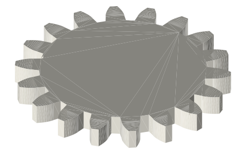 Traxxas 1918 18-tooth 48-pitch gear, isometric render of a generated part