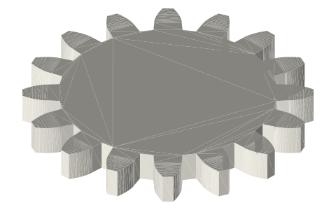 Traxxas 2416 16-tooth 48-pitch gear, isometric render of a generated part