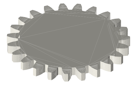 Traxxas 2423 23-tooth 48-pitch gear, isometric render of a generated part