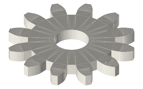 Traxxas 3942X 12-tooth 32-pitch gear, isometric render of a generated part