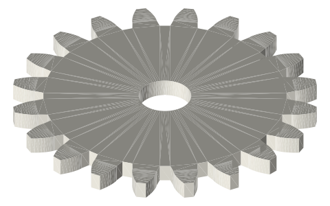 Traxxas 3950X 20-tooth 32-pitch gear, isometric render of a generated part