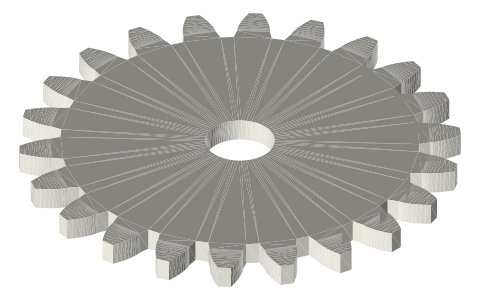 Traxxas 3952X 22-tooth 32-pitch gear, isometric render of a generated part