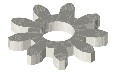 Traxxas 6745 9-tooth 32-pitch gear, isometric render of a generated part