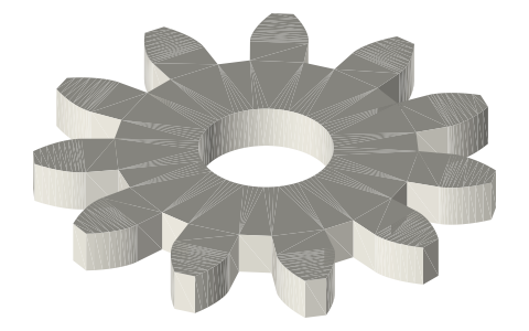 Traxxas 6747 11-tooth 32-pitch gear, isometric render of a generated part