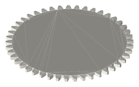 Traxxas 8053 45-tooth 32-pitch gear, isometric render of a generated part