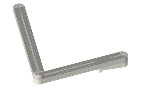 Treadle and crank (crank-rocker four-bar), isometric render of a generated part