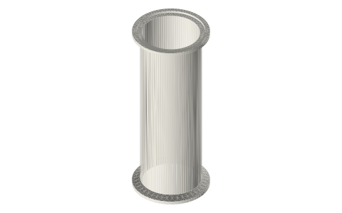 Tri-clamp spool bored and honed: 2 in × 6 in, bore Ø48.00, a power-piston cylinder, isometric render of a generated part