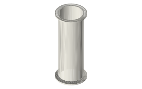 Tri-clamp spool bored and honed: 2 in × 6 in, bore Ø48.00, a power-piston cylinder, isometric render of a generated part