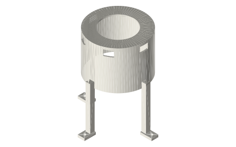 Burner shroud for a finned 2 in tri-clamp hot head, isometric render of a generated part
