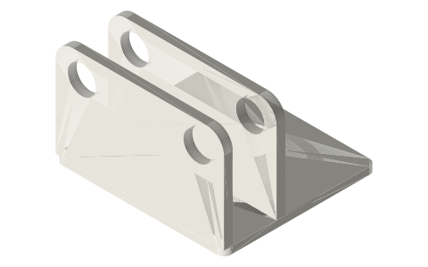 2 in tri-clamp cap with two gear-shaft walls, isometric render of a generated part