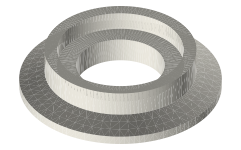 Tri-clamp end cap with a Ø40 speaker socket, 1.5, 2 and 3 in, isometric render of a generated part