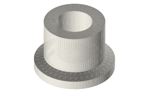 Tri-clamp end caps with a welded boss (fabrication spec): 2 in cap with a ¾ in ferrule, ¾ in cap with a 1/4 NPT boss, isometric render of a generated part