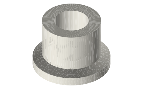 Tri-clamp end caps with a welded boss (fabrication spec): 2 in cap with a ¾ in ferrule, ¾ in cap with a 1/4 NPT boss, isometric render of a generated part