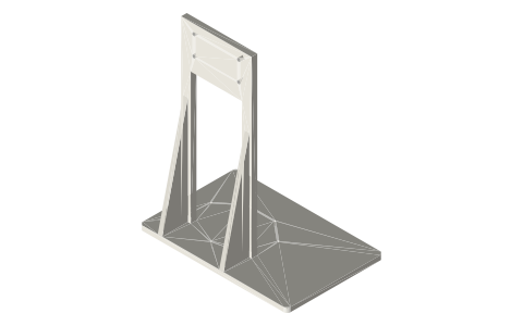Frame for the charged tri-clamp beta, isometric render of a generated part