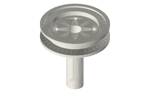 Clamp-in bearing plate: 2 in, two ISO 2852 faces, spigot with two 623 seats, isometric render of a generated part