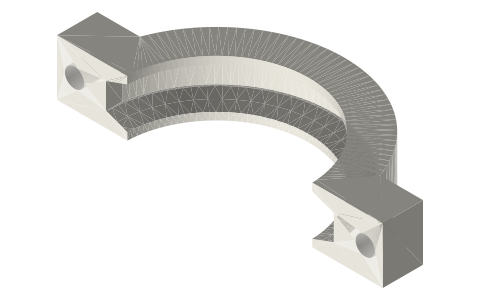 Tri-clamp clamp, two-bolt: every flange size ½ to 4 in, isometric render of a generated part