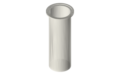 Tri-clamp closed-end spool: 2 in × 152.4 mm (6 in) with a welded closed end, the hot end of a pressurised Stirling, isometric render of a generated part