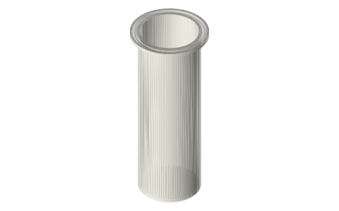 Tri-clamp closed-end spool: 2 in × 152.4 mm (6 in) with a welded closed end, isometric render of a generated part