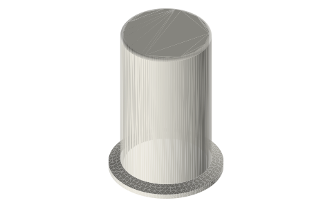 Tri-clamp cups: closed-end spools (ferrule on a capped tube), 1.5, 2 and 3 in, isometric render of a generated part