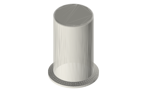 Tri-clamp cups: closed-end spools (ferrule on a capped tube), 1.5, 2 and 3 in, isometric render of a generated part