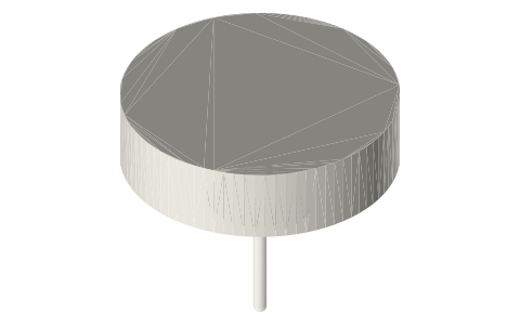 Tri-clamp dial thermometers (envelope): 3 and 5 in dial, ¼ in stem 2½ to 12 in, 1½ in clamp, isometric render of a generated part
