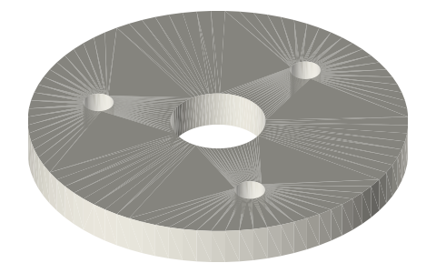 2 in diaphragm hub and tapped backing disc for a through rod, isometric render of a generated part