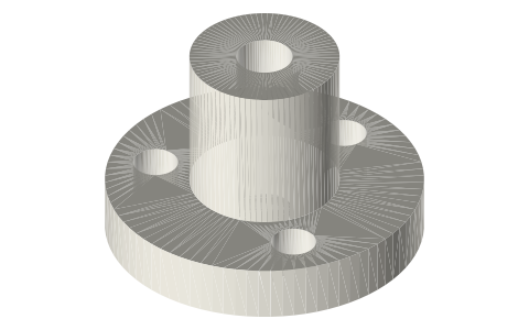 Tri-clamp diaphragm centre and backing discs, 1.5 and 2 in, isometric render of a generated part