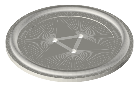 Tri-clamp diaphragm membranes, flat, 1.5 and 2 in, isometric render of a generated part