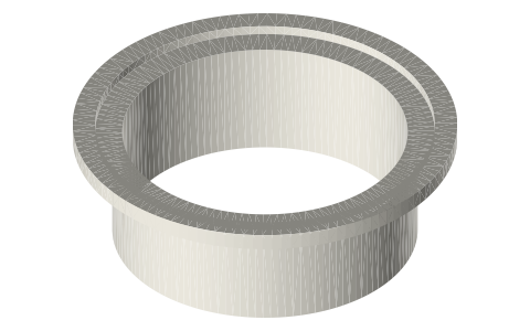 Tri-clamp (Tri-Clover) sanitary ferrule, 1/2 to 4 inch, isometric render of a generated part
