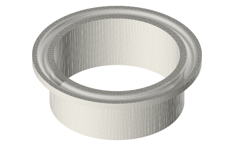 Tri-clamp (Tri-Clover) sanitary ferrule, 1/2 to 4 inch, isometric render of a generated part