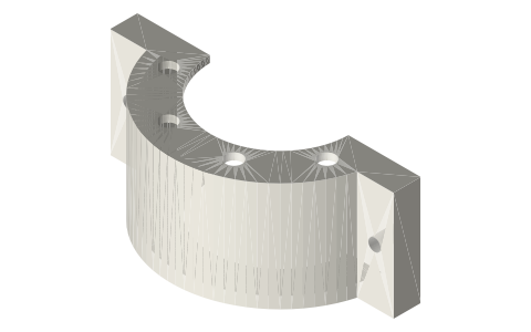 Flame shroud and flue for a vertical 2 in tri-clamp tube, isometric render of a generated part