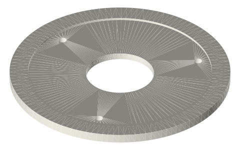 Flexure spring rings Ø76, Ø96 and Ø116 with Ø60, Ø80 and Ø100 seats, isometric render of a generated part