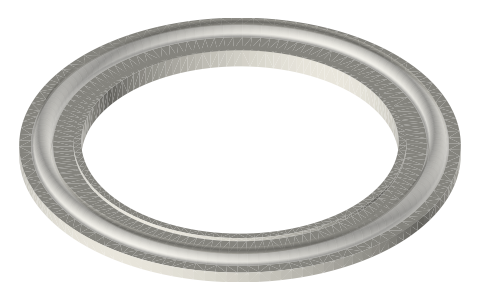 Tri-clamp gasket, ISO 2852 Type B: 1.5 and 2 in, isometric render of a generated part