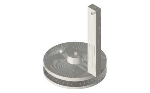Tri-clamp gland caps, 2 in: end caps with a rod gland, an M5 port and a stop bridge or bell-crank post, isometric render of a generated part