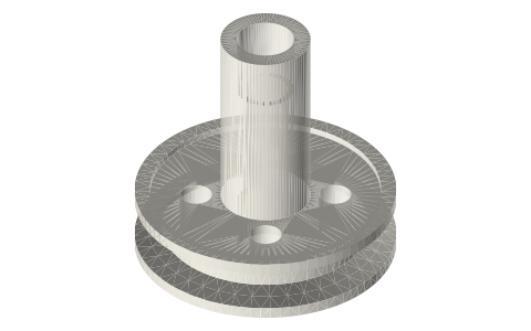 2 in double-faced guide plate for a hollow Ø10 piston rod, isometric render of a generated part