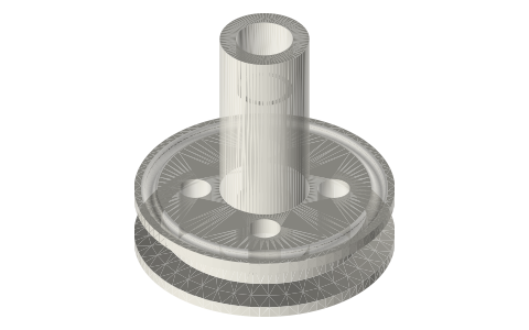 2 in double-faced guide plate for a hollow Ø10 piston rod, isometric render of a generated part