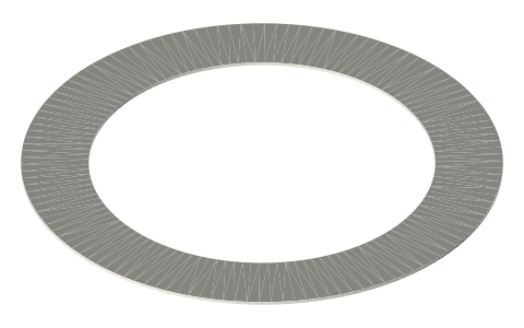 Tri-clamp heat shield washer: 0.6 mm, ½ to 4 in tube, isometric render of a generated part