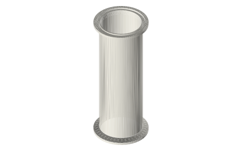 Tri-clamp honed cylinder spool: 2 in × 6 in, bore finished Ø48.00, isometric render of a generated part
