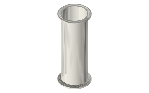 Tri-clamp honed cylinder spool: 2 in × 6 in, bore finished Ø48.00, isometric render of a generated part