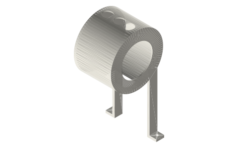 Burner shroud for a horizontal finned 2 in hot spool, isometric render of a generated part
