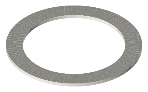 Tri-clamp flat gasket (hot joint, bore ID): 1.7 mm ring, ½ to 4 in, isometric render of a generated part