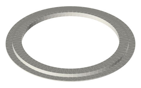 Tri-clamp half gasket for a clamped leaf or rim: 2 in, web 0.6 or 0.45, isometric render of a generated part