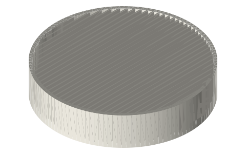 Parallel-plate heat exchangers for 1.5, 2 and 3 in tri-clamp spools, isometric render of a generated part