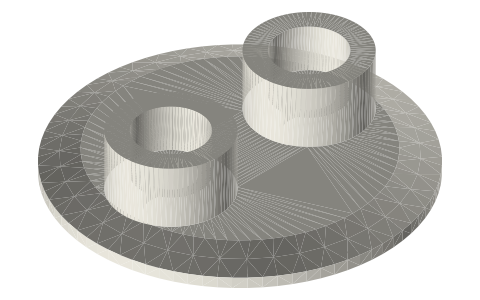 Tri-clamp caps with PG13.5 probe ports (12 mm pH, dissolved O₂ and CO₂ probes): 1½ to 4 in, isometric render of a generated part