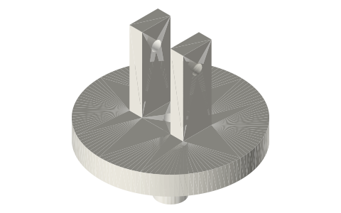 Tri-clamp piston plug with a tube-rod socket, 1.5, 2 and 3 in, isometric render of a generated part