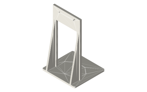 Frame for a 2 in tri-clamp cross with a motor inside, isometric render of a generated part