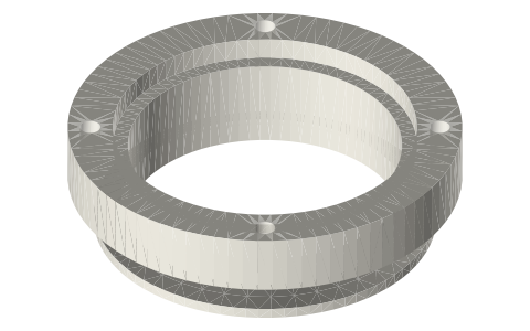 Tri-clamp in-line sight glasses: 1½ to 4 in, 2, 4 and 6 in glass, isometric render of a generated part