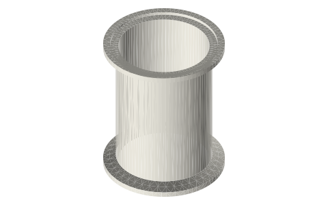 2 in × 3 in spool with the bore finished Ø48.00 (bored and honed power cylinder), isometric render of a generated part