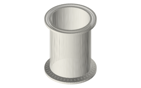 2 in × 3 in spool with the bore finished Ø48.00 (bored and honed power cylinder), isometric render of a generated part